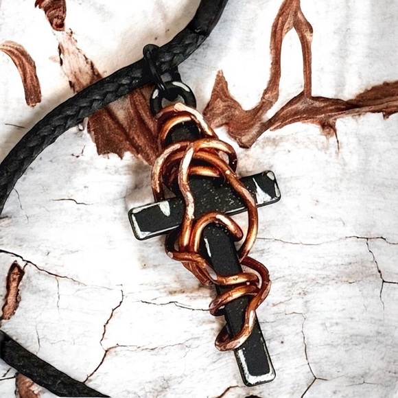 5 For $25💫Alternative Wrapped Black Cross Pendant Necklace - Picture 1 of 6
